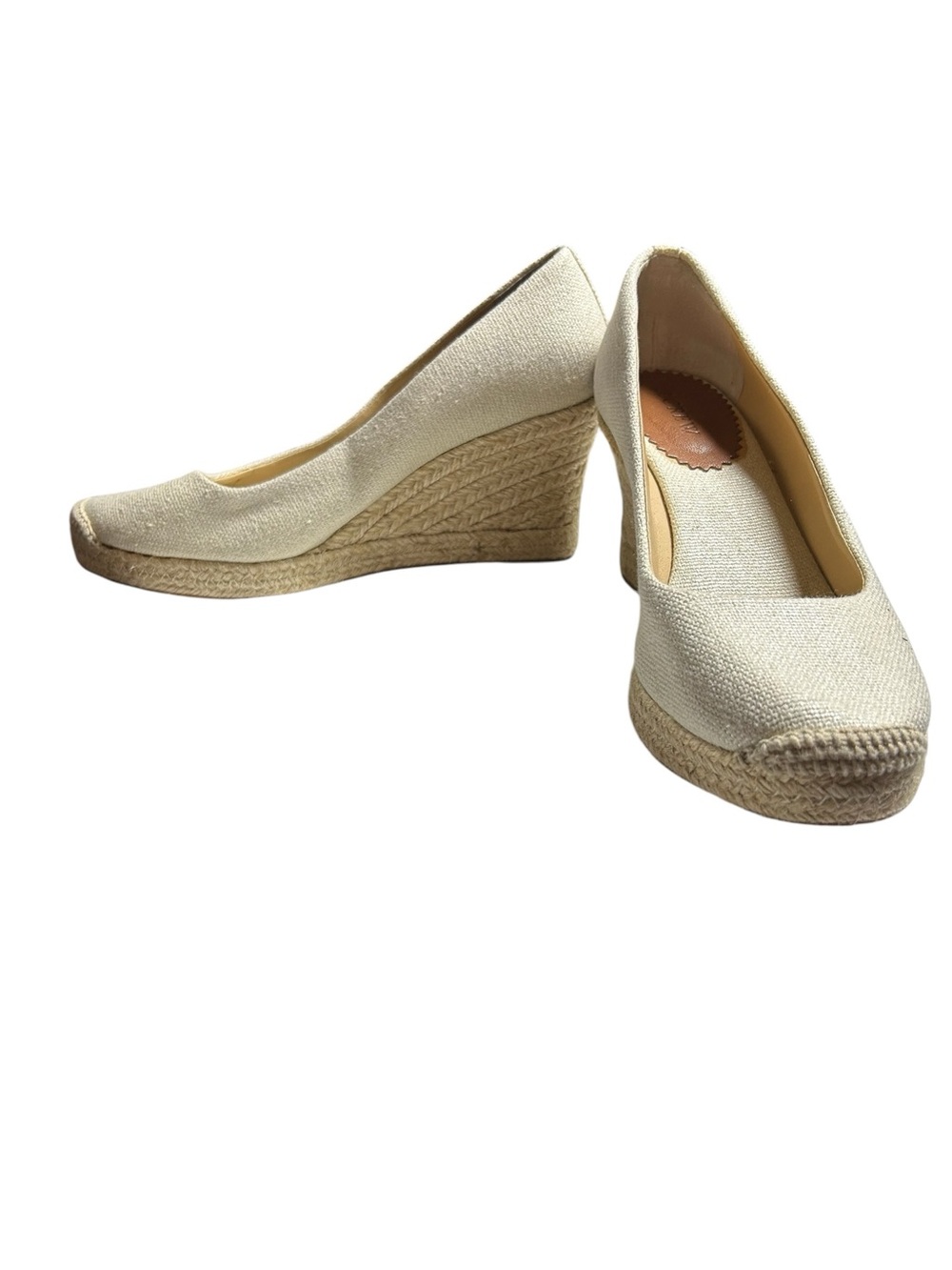 J.Crew Seville Espadrille Wedge Sandals Beige Canvas Jute Platform Size 9 - Picture 3 of 7